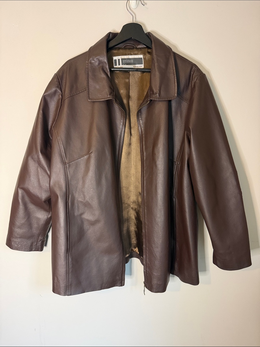 JL Studio Brown Genuine Leather Blazer Style Jacket, Size 22W